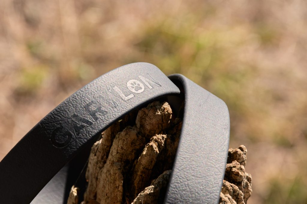 Detalle de textura mate del Biothane original BETA en collar para perro