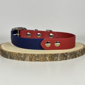 Collar doble remache marino y granate — accesorio para perro hecho a mano | Garylon